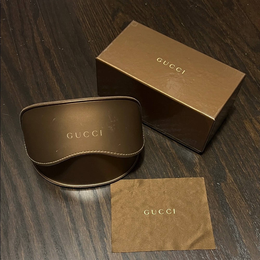 Gucci Brown Sunglasses Case with Box & cleaning cloth Unisex 🖤 AUTHENTIC 🖤